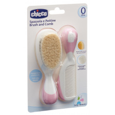 Chicco Kamm und Bürste Naturborsten pink 0m+