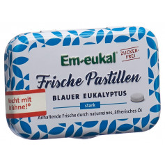 Frische Pastillen blauer Eukalyptus zuckerfrei mit Xylit