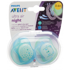 Philips Avent Schnuller Ultra Air Night 0-6M Boy Sterne/Katze